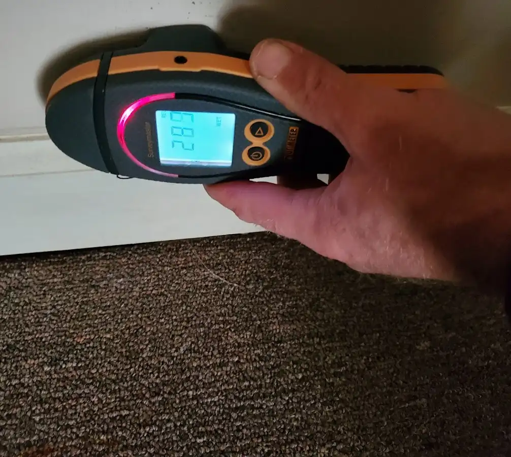 Moisture detection at baseboard during Storm Damage Restoration in Southchase